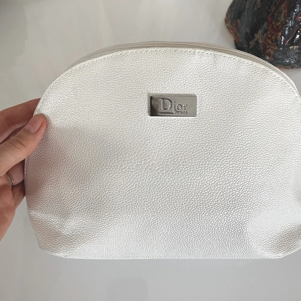 DIOR VINTAGE White Cosmetic Bag with signature Texture purse bridal wedding